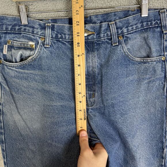 Carhartt Jeans Mens 36x30 Blue Denim Straight Leg Light Wash Work Wear B18 DST - Picture 6 of 10